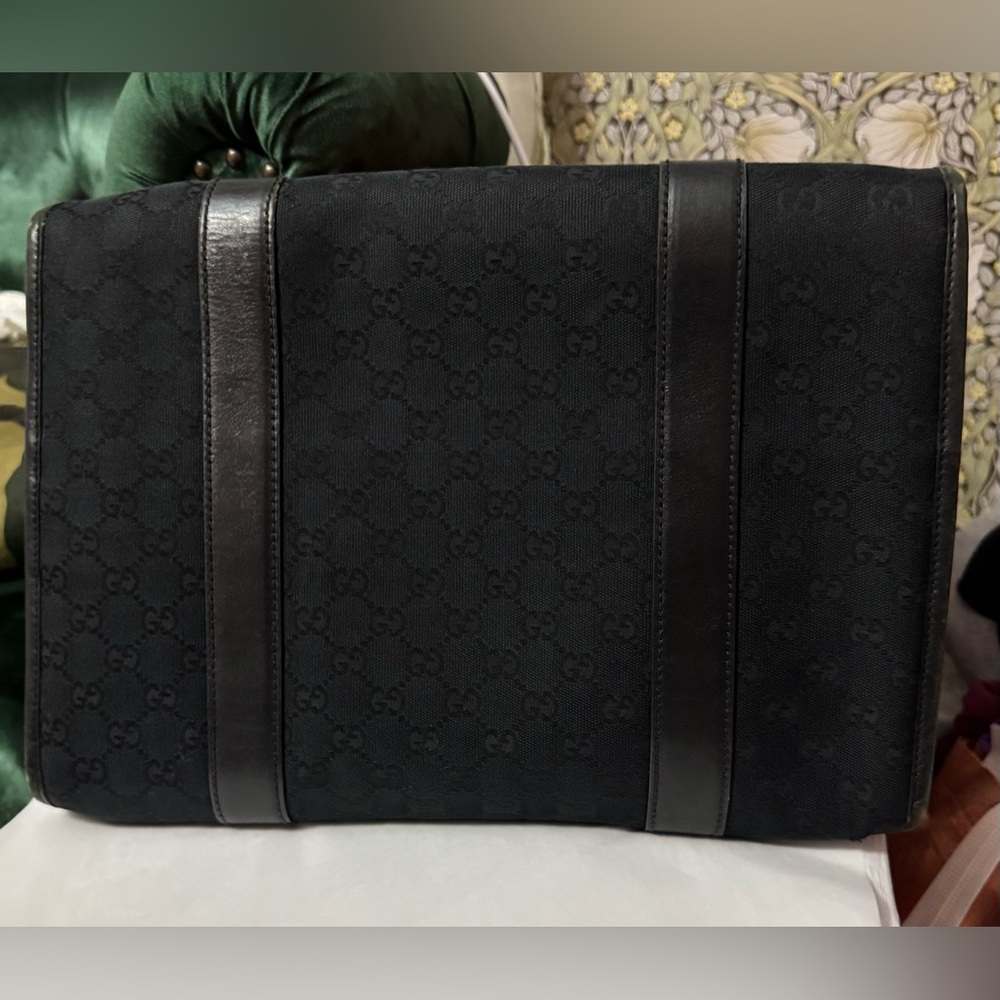 Gucci AUTHENTIC Vintage Monogram GG Black Canvas Clutch Bag File Laptop Case - Picture 7 of 16